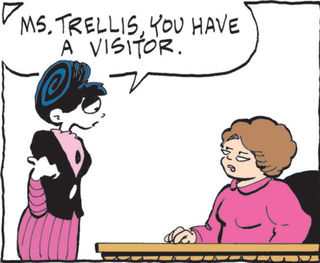Fictional character OCR: MSYOU HAVE A VISITOR. MSYOU HAVE A VISITOR .
