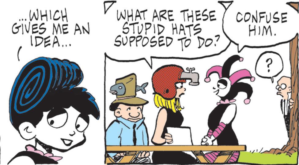 Animated cartoon OCR: ....WHICH GIVES ME AN IDEA... WHAT ARE THESE STUPID HATS SUPPOSED TO DO? CONFUSE HIM. ? .... WHICH GIVES ME AN IDEA ... WHAT ARE THESE STUPID HATS SUPPOSED TO DO ? CONFUSE HIM . ?