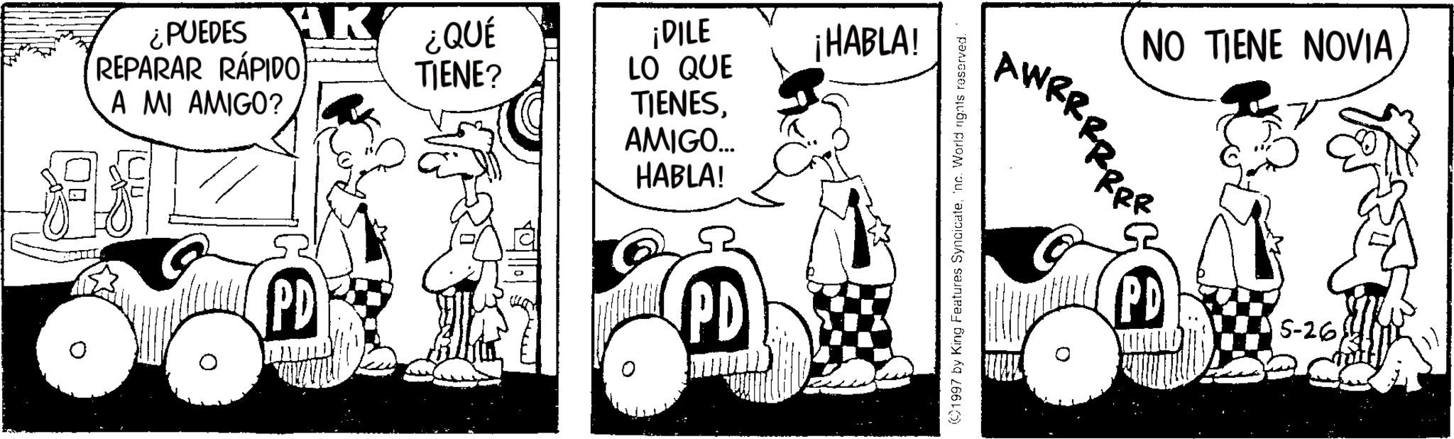Comic book OCR: ¿PUEDES K REPARAR RÁPIDO) A MI AMIGO? ? ¿QUÉ TIENE? ¡DILE LO QUE TIENESAMIGO... HABLA! PD ¡HABLA! ©1997 by King Features Syncicate'nc. World rights reserved. NO TIENE NOVIA5-26) ¿ PUEDES K REPARAR RÁPIDO ) A MI AMIGO ? ? ¿ QUÉ TIENE ? ¡ DILE LO QUE TIENESAMIGO ... HABLA ! PD ¡ HABLA ! © 1997 by King Features Syncicate' nc . World rights reserved . NO TIENE NOVIA5-26 )