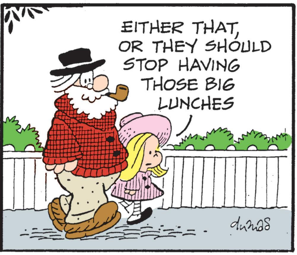 Animated cartoon OCR: EITHER THATOR THEY SHOULD STOP HAVING THOSE BIG LUNCHES dumas EITHER THATOR THEY SHOULD STOP HAVING THOSE BIG LUNCHES dumas
