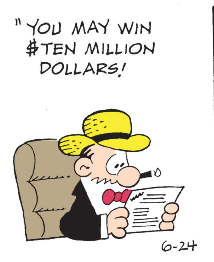 Clip art OCR: "YOU MAY WIN #TEN MILLION DOLLARS! m ? 13 6-24 " YOU MAY WIN #TEN MILLION DOLLARS ! m ? 13 6-24