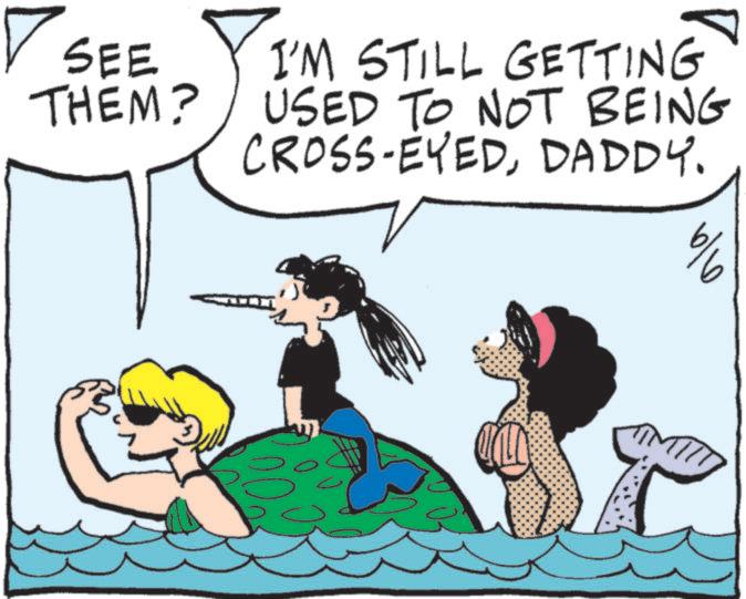 Photo caption OCR: SEE I'M STILL GETTING THEM? USED TO NOT BEING CROSS-EYEDDADDY. ala SEE I'M STILL GETTING THEM ? USED TO NOT BEING CROSS - EYEDDADDY . ala