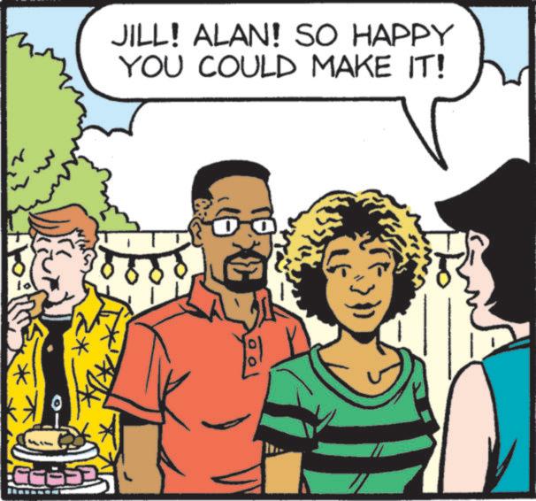 Photo caption OCR: JILL! ALAN! SO HAPPY YOU COULD MAKE IT! JILL ! ALAN ! SO HAPPY YOU COULD MAKE IT !