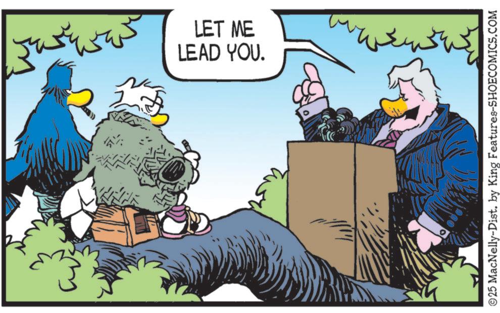 Bird OCR: LEAD YOU. LET ME ?25 MacNelly-Dist. by King Features-SHOECOMICS.COM LEAD YOU . LET ME ?25 MacNelly - Dist . by King Features-SHOECOMICS.COM