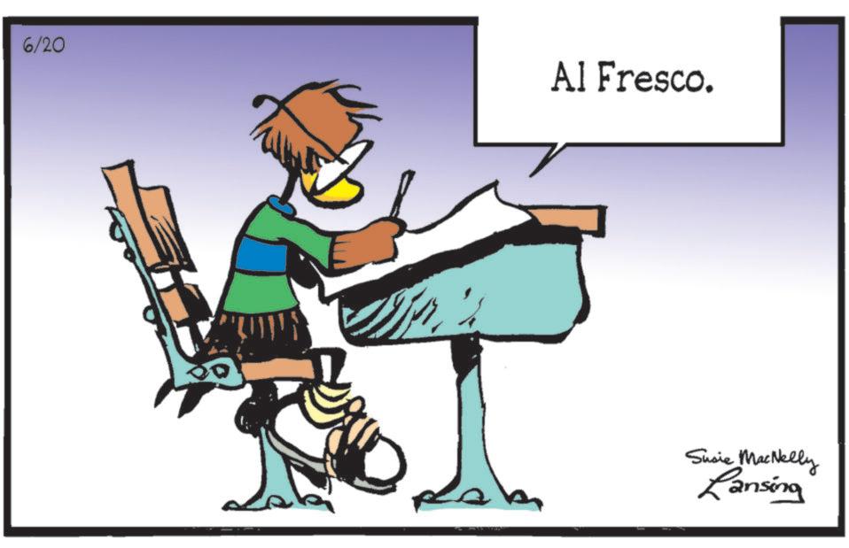 Reading OCR: 6/20 Al Fresco. Susie MacNelly Lansing 6/20 Al Fresco . Susie MacNelly Lansing