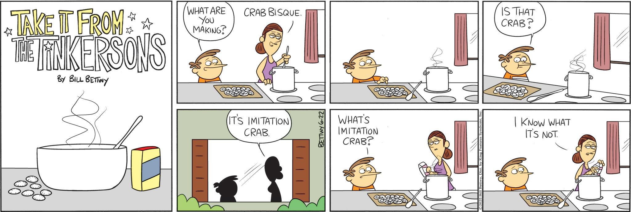 Fast food OCR: TAKE IT FROM THE LINKERSONS BY BILL BETTWY WHAT ARE You MAKING? CRAB BISQUE. IT'S IMITATION CRAB. BETTWY 6-22 IS THAT CRAB? WHAT'S IMITATION CRAB? I KNOW WHAT IT'S NOT. TAKE IT FROM THE LINKERSONS BY BILL BETTWY WHAT ARE You MAKING ? CRAB BISQUE . IT'S IMITATION CRAB . BETTWY 6-22 IS THAT CRAB ? WHAT'S IMITATION CRAB ? I KNOW WHAT IT'S NOT .