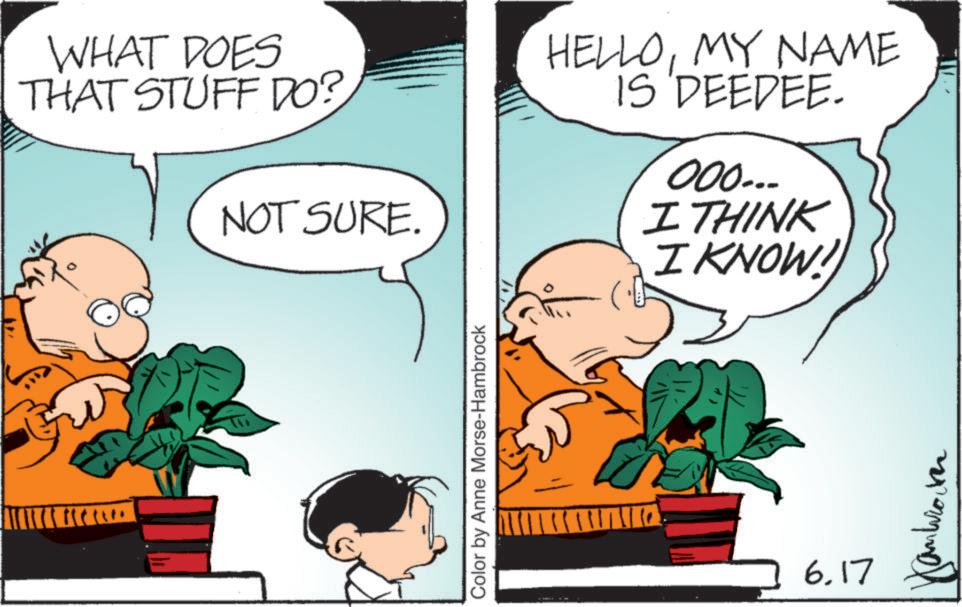 Illustration OCR: WHAT DOES THAT STUFF DO? NOT SURE. HELLOMY NAME IS DEEDEE. 1000... I THINK I KNOW! Color by Anne Morse-Hambrock 6.17 WHAT DOES THAT STUFF DO ? NOT SURE . HELLOMY NAME IS DEEDEE . 1000 ... I THINK I KNOW ! Color by Anne Morse - Hambrock 6.17
