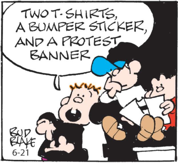 Fiction OCR: TWO T-SHIRTSAND A PROTEST BANNER BUD BLAKE 6-21 TWO T - SHIRTSA BUMPER STICKERAND A PROTEST BANNER BUD BLAKE 6-21