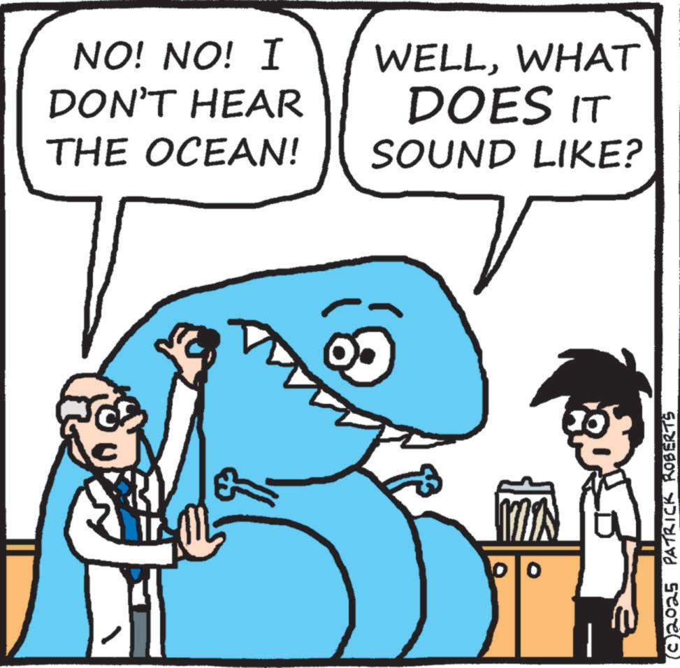 Mackerel Sharks OCR: NO! NO! I DON'T HEAR THE OCEAN! WELLWHAT DOES IT SOUND LIKE? (c) 2025 PATRICK ROBERTS NO ! NO ! I DON'T HEAR THE OCEAN ! WELLWHAT DOES IT SOUND LIKE ? ( c ) 2025 PATRICK ROBERTS
