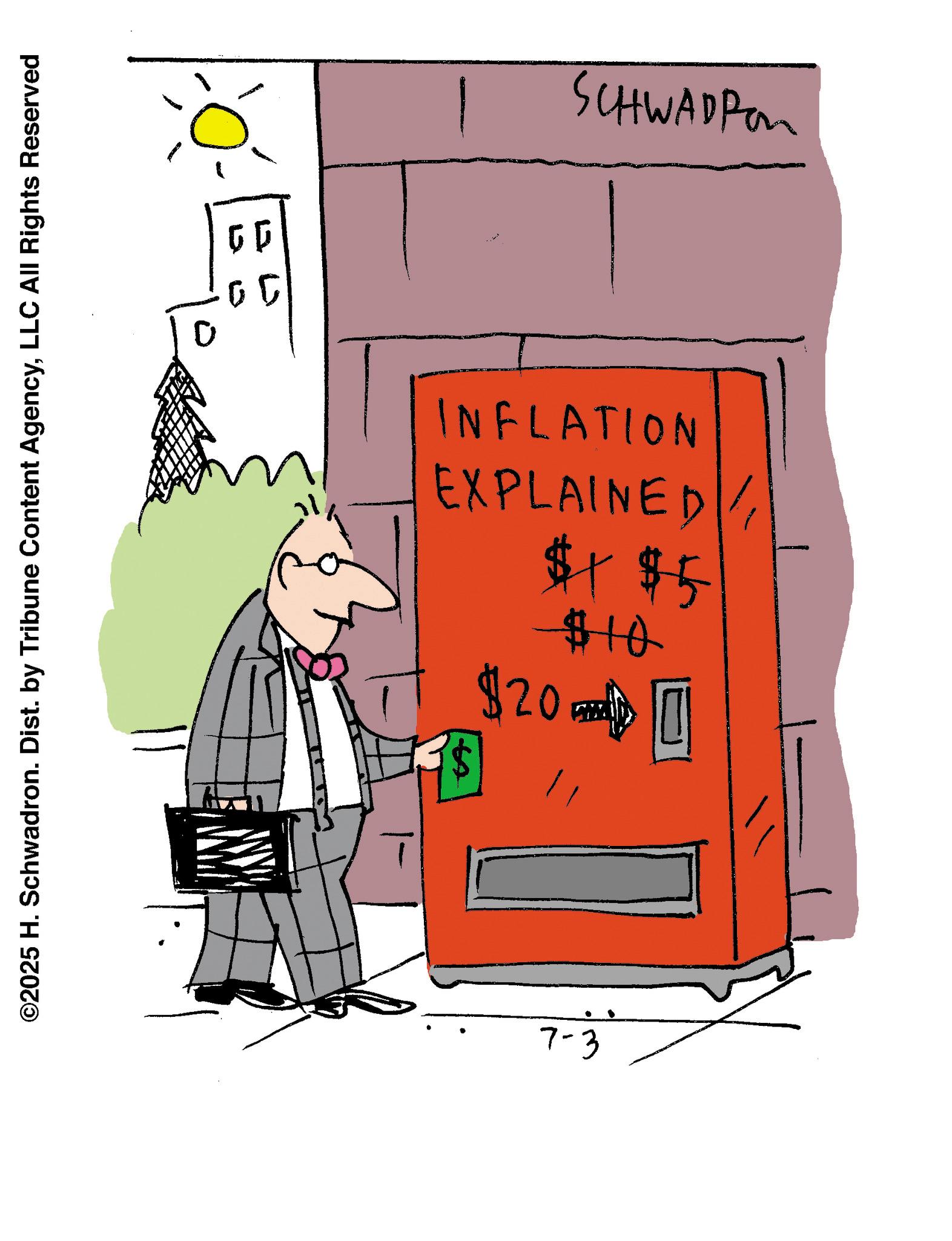 Plan OCR: ©2025 H. Schwadron. Dist. by Tribune Content AgencyLLC All Rights Reserved 0 11 05 SCHWADP $1 $5 EXPLAINED / INFLATION $20 $10 7-3 © 2025 H. Schwadron . Dist . by Tribune Content AgencyLLC All Rights Reserved 0 11 05 SCHWADP $ 1 $ 5 EXPLAINED / INFLATION $ 20 $ 10 7-3