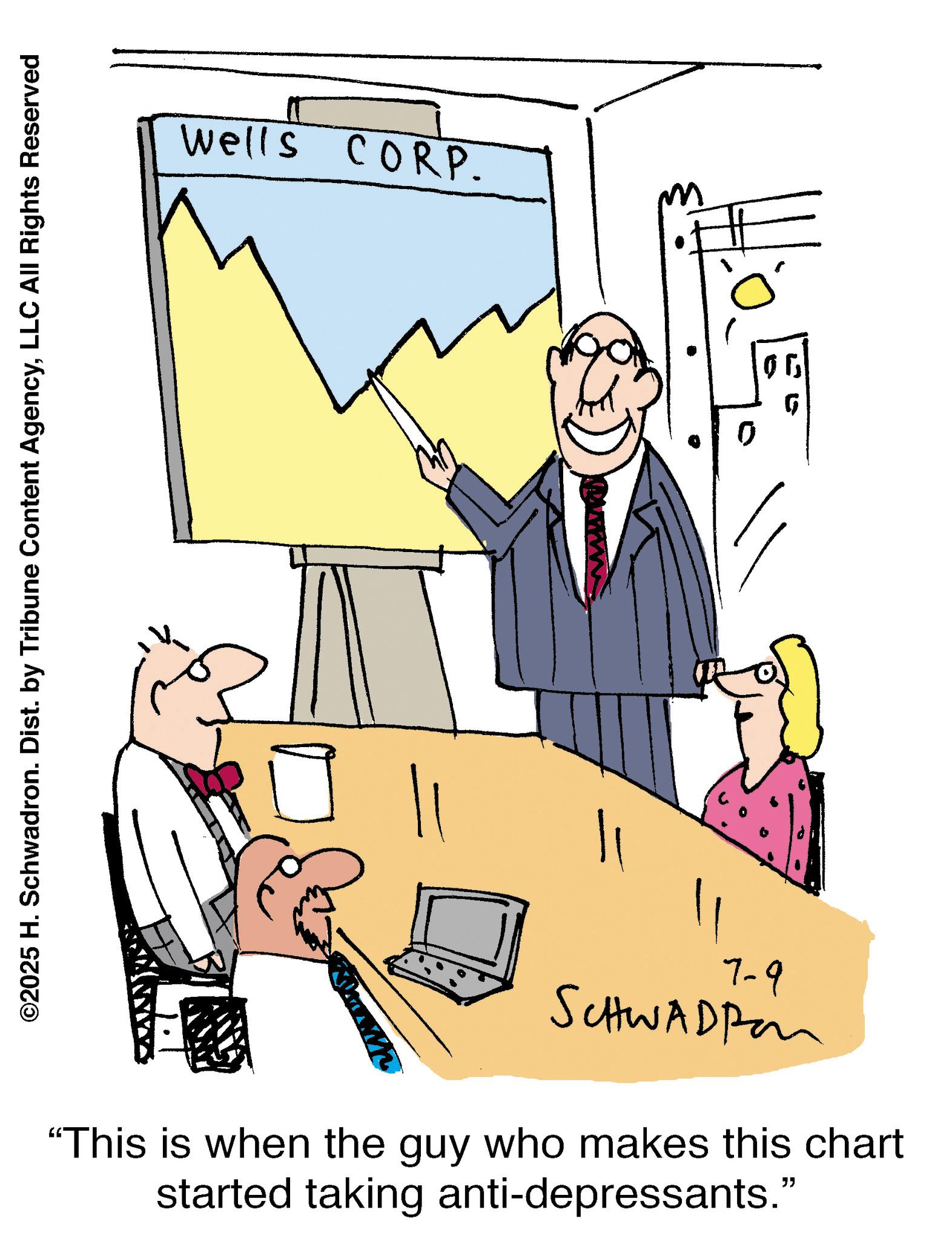 Businessperson OCR: ©2025 H. Schwadron. Dist. by Tribune Content AgencyLLC All Rights Reserved Wells CORP. 7-9 m 0 SCHWADPon "This is when the guy who makes this chart started taking anti-depressants." © 2025 H. Schwadron . Dist . by Tribune Content AgencyLLC All Rights Reserved Wells CORP . 7-9 m 0 SCHWADPon " This is when the guy who makes this chart started taking anti - depressants . "