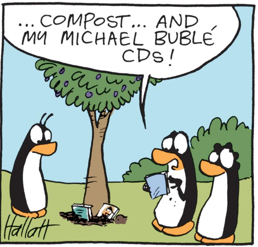 Photo caption OCR: COMPOST... AND MY MICHAEL BUBLE CDS! ?? Hallat COMPOST ... AND MY MICHAEL BUBLE CDS ! ?? Hallat