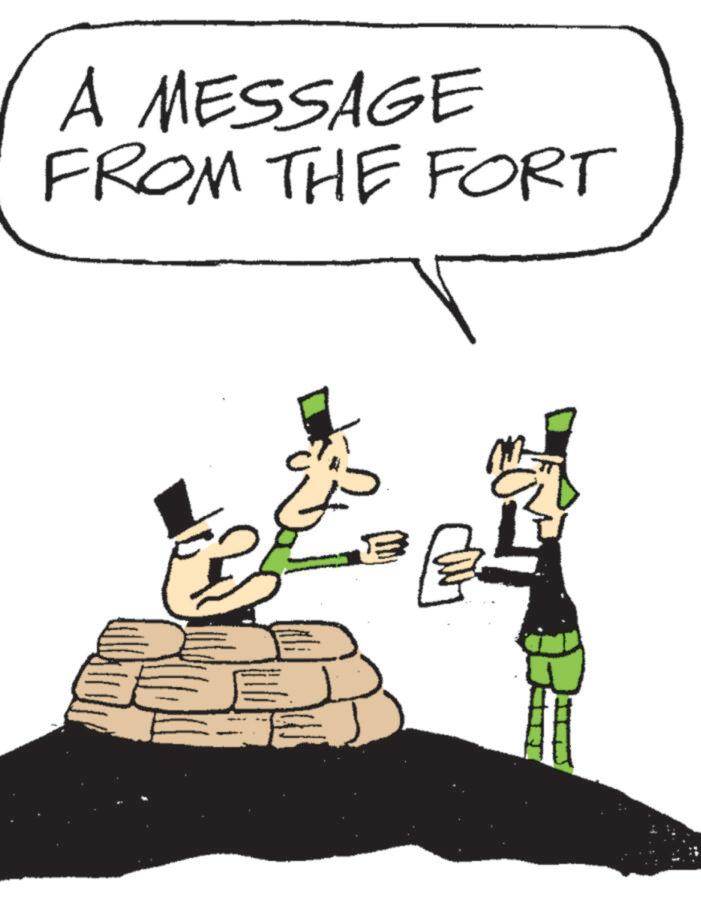 Photo caption OCR: A MESSAGE FROM THE FORT A MESSAGE FROM THE FORT