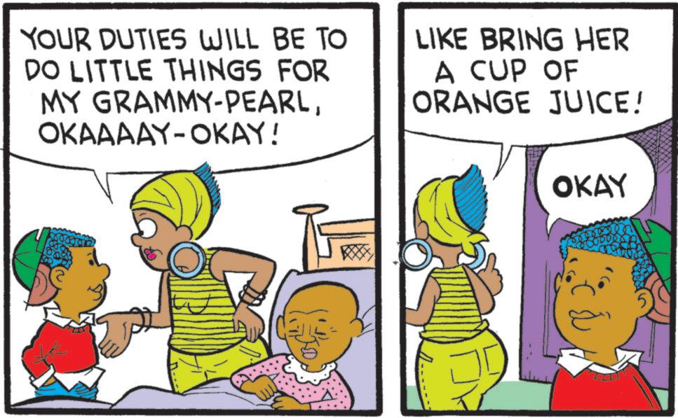 Child OCR: YOUR DUTIES WILL BE TO DO LITTLE THINGS FOR MY GRAMMY-PEARLOKAAAAY-OKAY! LIKE BRING HER A CUP OF ORANGE JUICE! OKAY P ?? YOUR DUTIES WILL BE TO DO LITTLE THINGS FOR MY GRAMMY - PEARLOKAAAAY - OKAY ! LIKE BRING HER A CUP OF ORANGE JUICE ! OKAY P ??