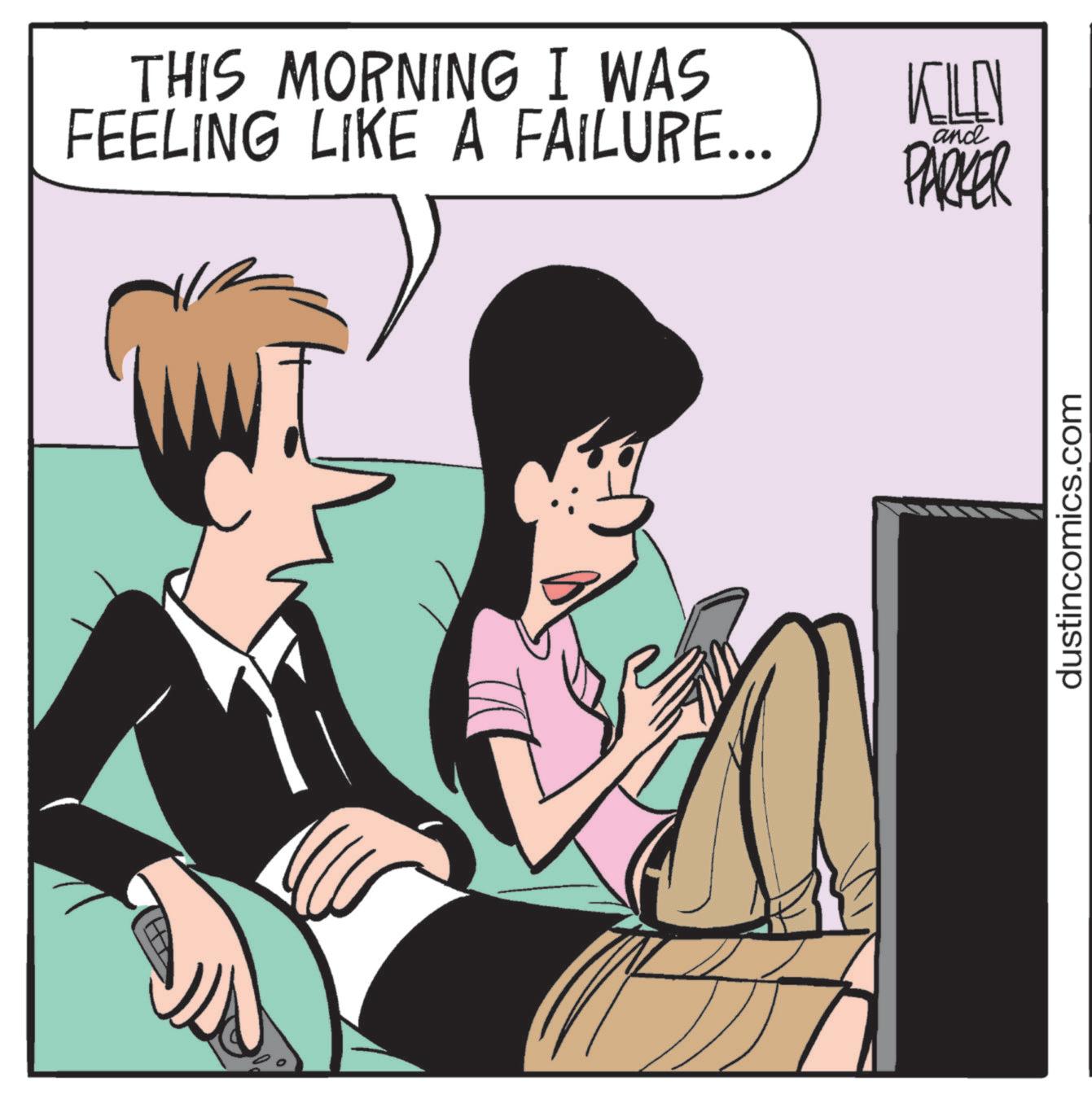 Comic book OCR: THIS MORNING I WAS FEELING LIKE A FAILURE... KILEN and PARKER dustincomics.com THIS MORNING I WAS FEELING LIKE A FAILURE ... KILEN and PARKER dustincomics.com