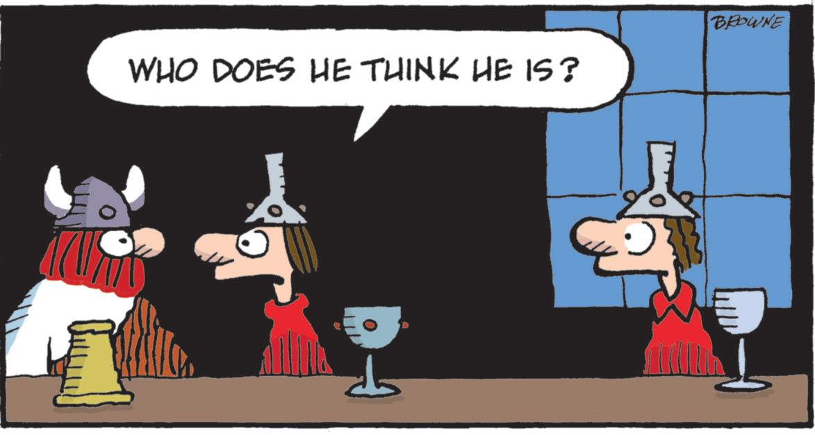 Animated cartoon OCR: WHO DOES HE THINK HE IS? ?? BROWNE WHO DOES HE THINK HE IS ? ?? BROWNE