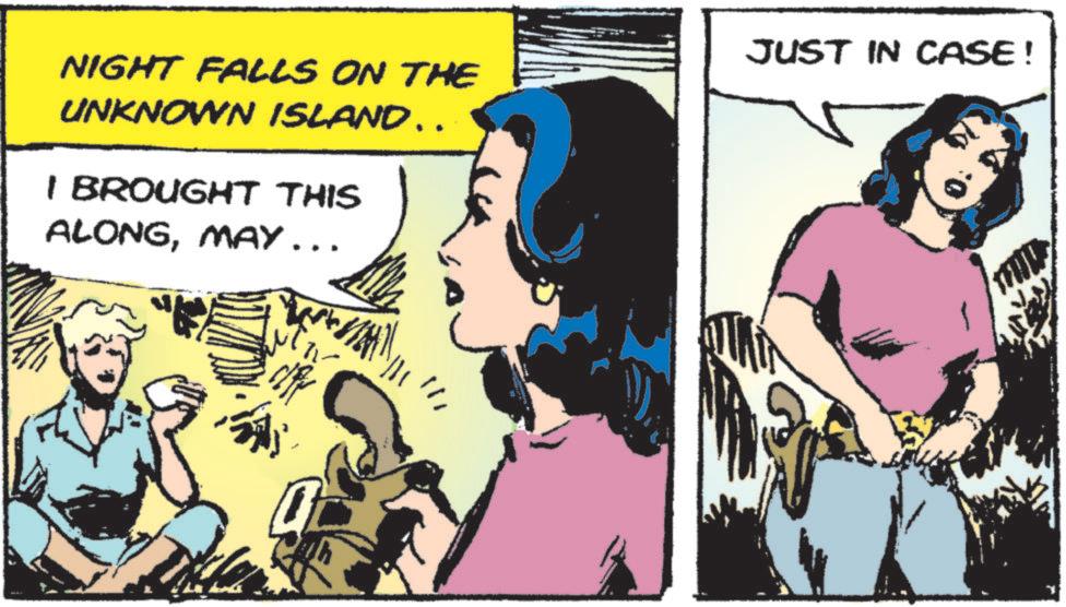 Conversation OCR: NIGHT FALLS ON THE UNKNOWN ISLAND.. I BROUGHT THIS ALONGMAY... JUST IN CASE! · ??' NIGHT FALLS ON THE UNKNOWN ISLAND .. I BROUGHT THIS ALONGMAY ... JUST IN CASE ! · ?? '