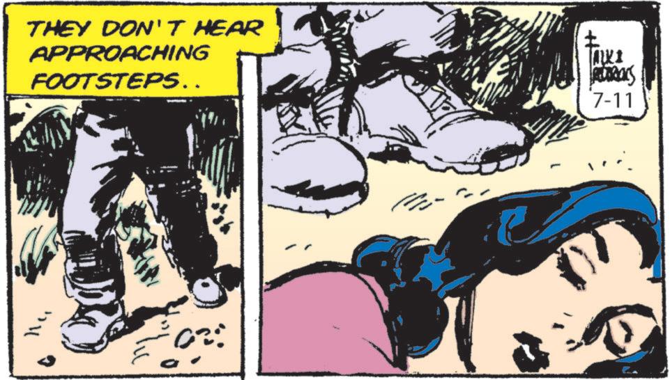 Animated cartoon OCR: THEY DON'T HEAR APPROACHING FOOTSTEPS.. 02: ?. ????? Aceas 7-11 THEY DON'T HEAR APPROACHING FOOTSTEPS .. 02 : ? . ????? Aceas 7-11