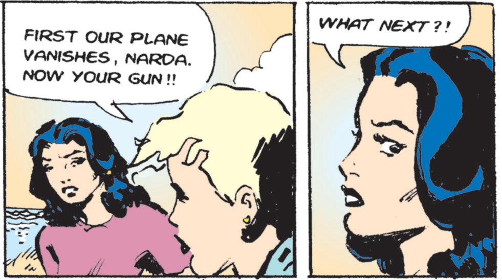 Hearing OCR: FIRST OUR PLANE VANISHESNARDA. NOW YOUR GUN !! WHAT NEXT?! in FIRST OUR PLANE VANISHESNARDA . NOW YOUR GUN !! WHAT NEXT ?! in