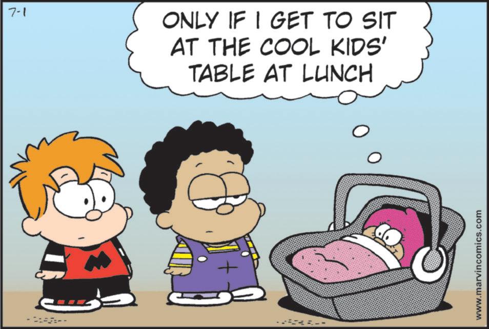 Pleased OCR: 7-1 ONLY IF I GET TO SIT AT THE COOL KIDS' TABLE AT LUNCH 0 www.marvincomics.com 7-1 ONLY IF I GET TO SIT AT THE COOL KIDS ' TABLE AT LUNCH 0 www.marvincomics.com