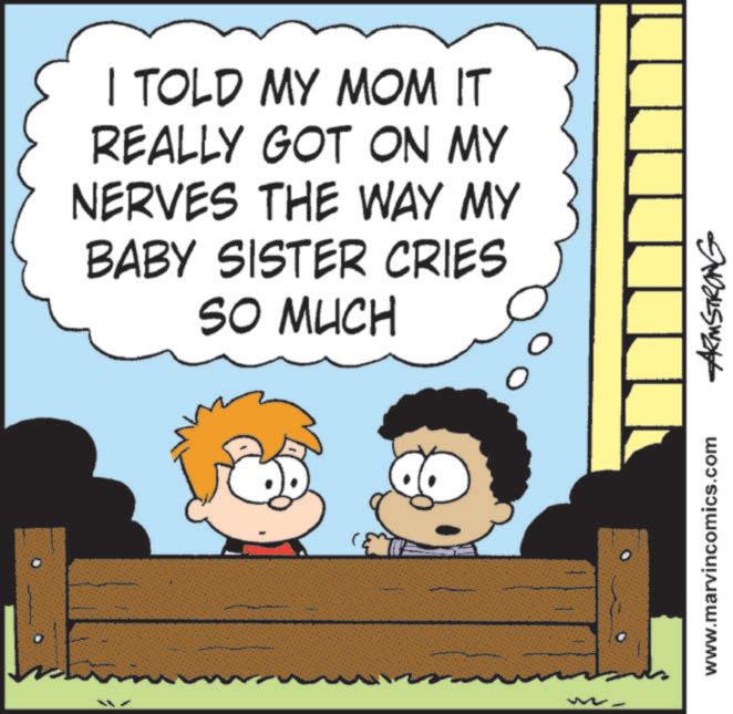 Animation OCR: I TOLD MY MOM IT REALLY GOT ON MY NERVES THE WAY MY BABY SISTER CRIES SO MUCH O 0 www.marvincomics.com ARMSTRONG I TOLD MY MOM IT REALLY GOT ON MY NERVES THE WAY MY BABY SISTER CRIES SO MUCH O 0 www.marvincomics.com ARMSTRONG