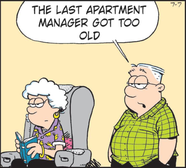 Fictional character OCR: THE LAST APARTMENT MANAGER GOT TOO OLD 7-7 m THE LAST APARTMENT MANAGER GOT TOO OLD 7-7 m