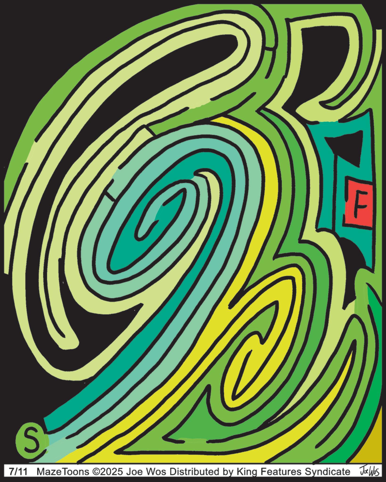 Vortex OCR: S 7/11 MazeToons ©2025 Joe Wos Distributed by King Features Syndicate Joe Was S 7/11 MazeToons © 2025 Joe Wos Distributed by King Features Syndicate Joe Was