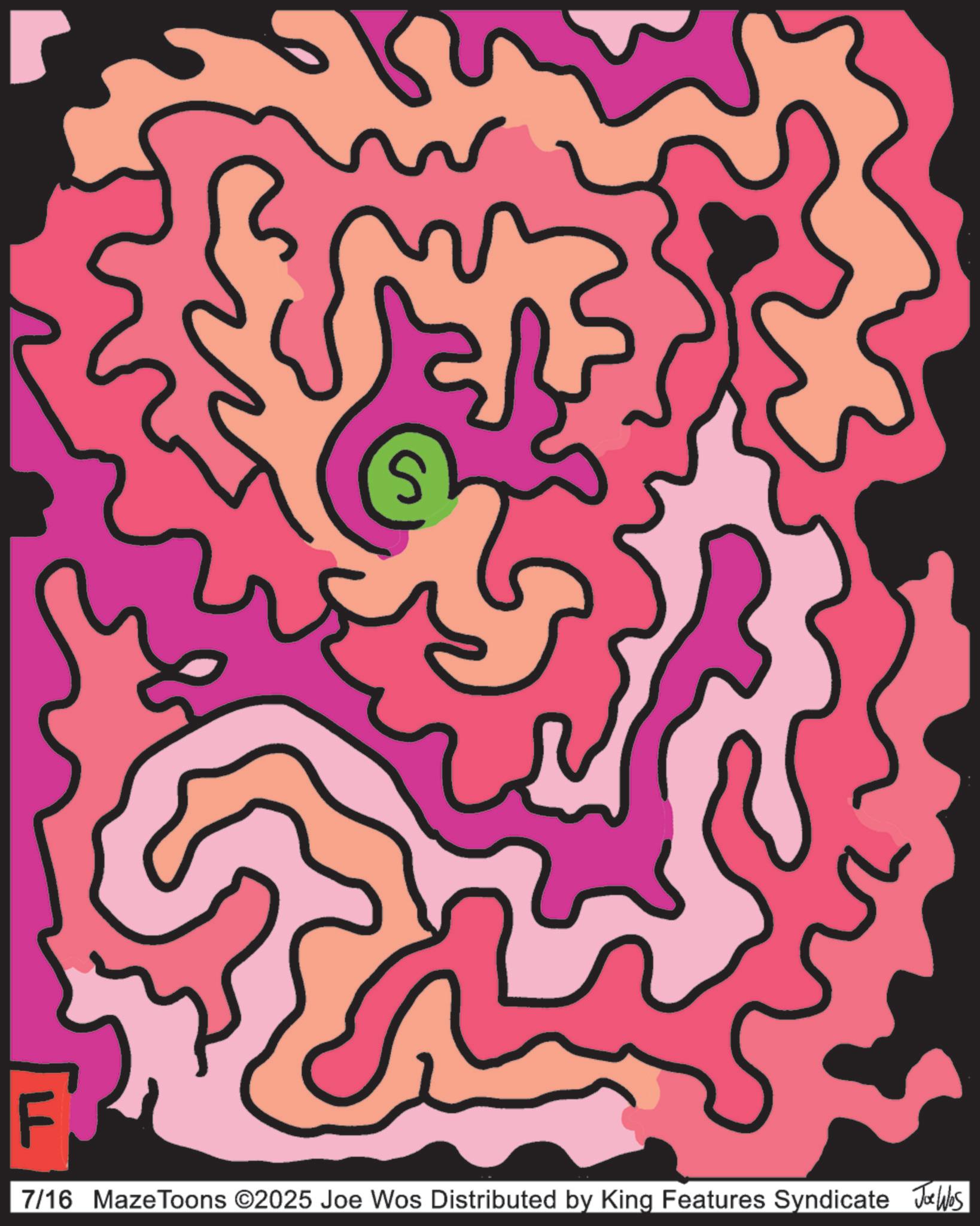 Modern art OCR: S F 7/16 Maze Toons ©2025 Joe Wos Distributed by King Features Syndicate Jobs S F 7/16 Maze Toons © 2025 Joe Wos Distributed by King Features Syndicate Jobs