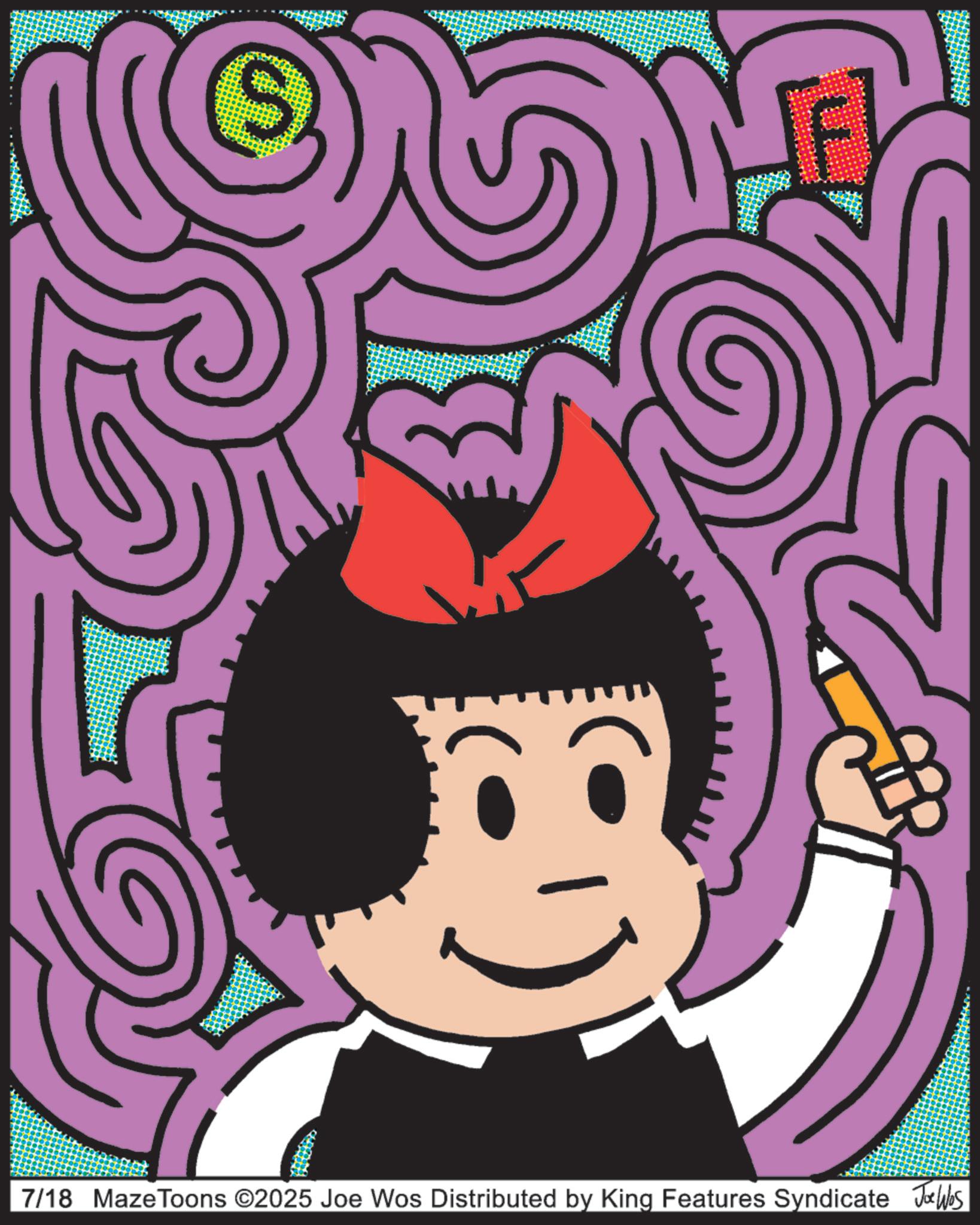 Animated cartoon OCR: 7/18 Maze Toons ©2025 Joe Wos Distributed by King Features Syndicate Jobs 7/18 Maze Toons © 2025 Joe Wos Distributed by King Features Syndicate Jobs