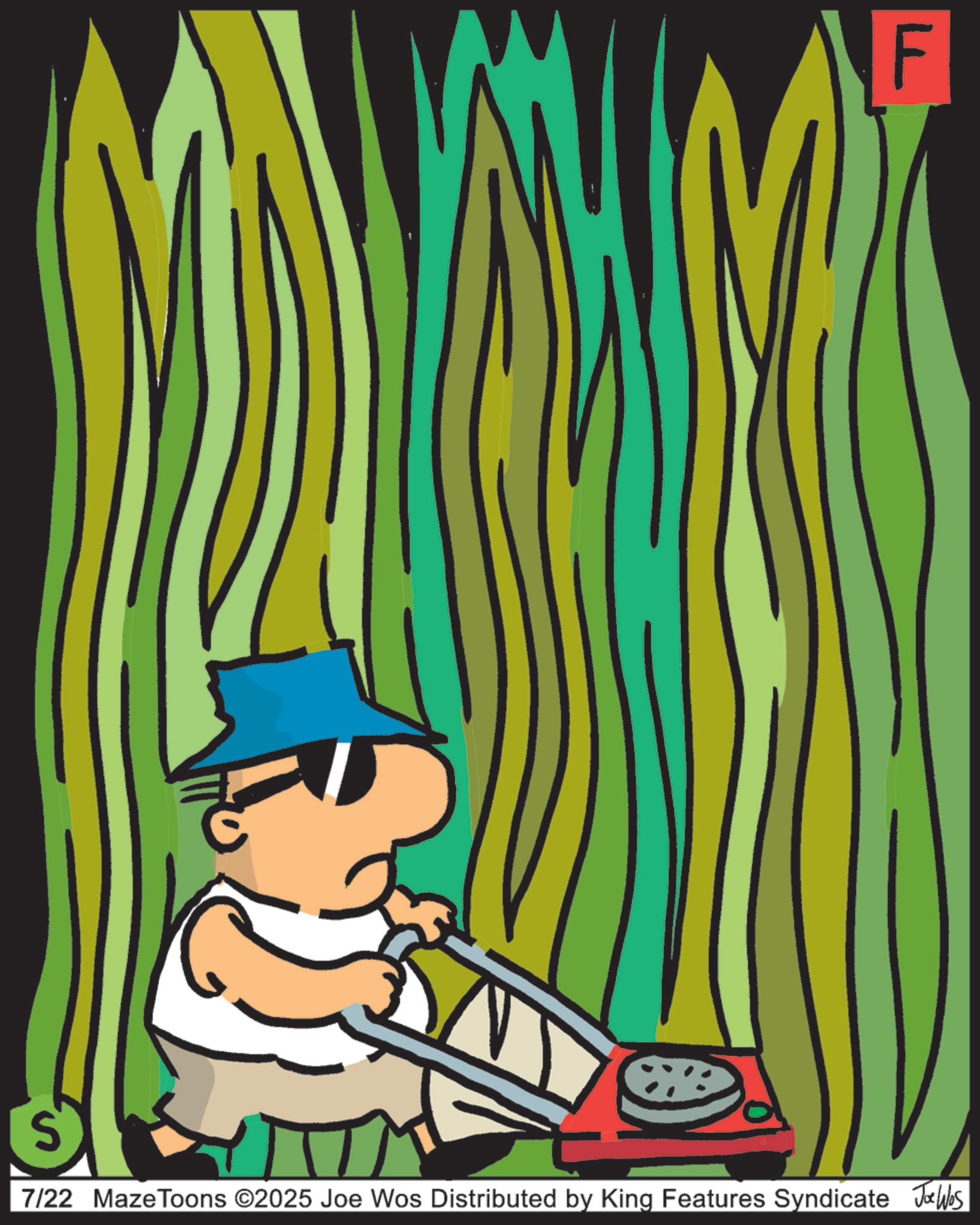 Graphic design OCR: F N 7/22 Maze Toons ©2025 Joe Wos Distributed by King Features Syndicate Joe Was S F N 7/22 Maze Toons © 2025 Joe Wos Distributed by King Features Syndicate Joe Was S