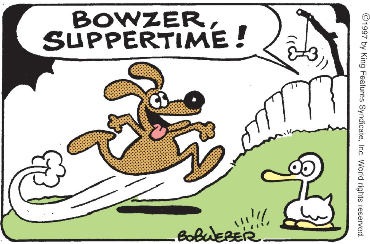 Canidae OCR: BOWZERSUPPERTIME! ©1997 by King Features SyndicateInc. World rights reserved. !!!!!!! BOBWEBER BOWZERSUPPERTIME ! © 1997 by King Features SyndicateInc. World rights reserved . !!!!!!! BOBWEBER