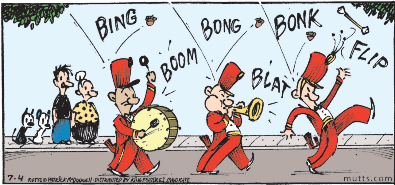 Animated cartoon OCR: B BING BOOM Q? BONG BONK BLAT 20 FLIP 7.4 MUTTS & PATRICK MCDONNELL DISTRIBUTED BY KING FEATURES SYNDICATE mutts.com B BING BOOM Q ? BONG BONK BLAT 20 FLIP 7.4 MUTTS & PATRICK MCDONNELL DISTRIBUTED BY KING FEATURES SYNDICATE mutts.com