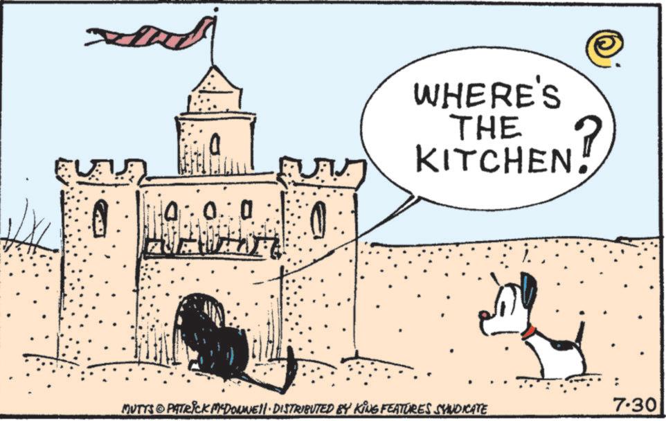 Fiction OCR: 000 ???? WHERE'S KITCHEN? KITCHEN. MUTTS PATRICK MCDONNELL DISTRIBUTED BY KING FEATURES SYNDICATE 7.30 000 ???? WHERE'S KITCHEN ? KITCHEN . MUTTS PATRICK MCDONNELL DISTRIBUTED BY KING FEATURES SYNDICATE 7.30