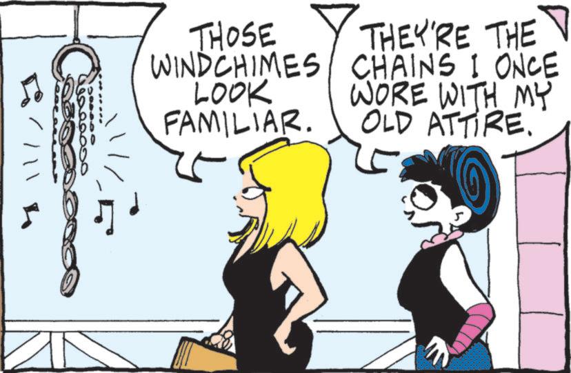 Fictional character OCR: THOSE WINDCHIMES LOOK FAMILIAR. THEY'RE THE V CHAINS I ONCE WORE WITH MY OLD ATTIRE. $8500000 ://114 THOSE WINDCHIMES LOOK FAMILIAR . THEY'RE THE V CHAINS I ONCE WORE WITH MY OLD ATTIRE . $ 8500000 : // 114