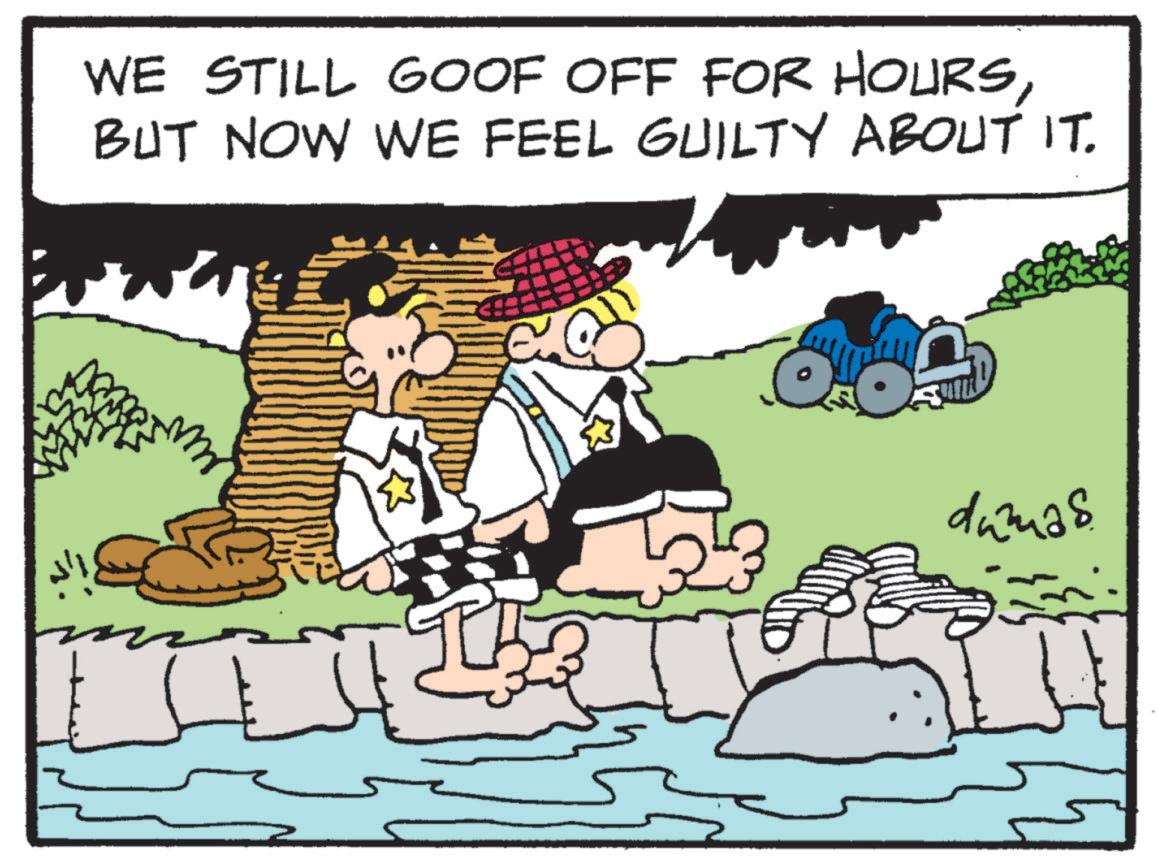 Fictional character OCR: WE STILL GOOF OFF FOR HOURSBUT NOW WE FEEL GUILTY ABOUT IT. dumas WE STILL GOOF OFF FOR HOURSBUT NOW WE FEEL GUILTY ABOUT IT . dumas
