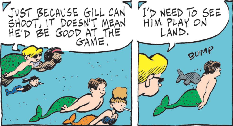 Animation OCR: ? JUST BECAUSE GILL CAN I'D NEED TO SEE SHOOTIT DOESN'T MEAN HE'D BE GOOD AT THE HIM PLAY ON LAND. BUMP ? JUST BECAUSE GILL CAN I'D NEED TO SEE SHOOTIT DOESN'T MEAN HE'D BE GOOD AT THE HIM PLAY ON LAND . BUMP