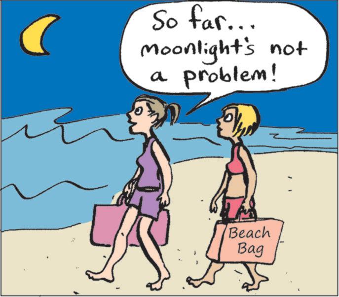 Animated cartoon OCR: So far... Moonlight's not problem! a Beach Bag So far ... Moonlight's not problem ! a Beach Bag