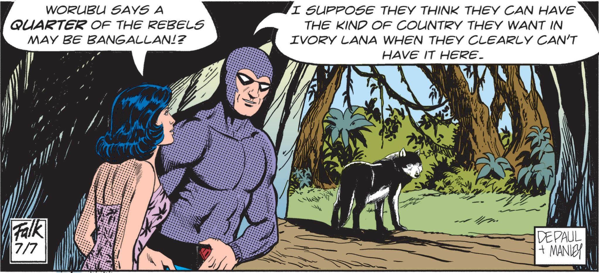 Hero OCR: WORUBU SAYS A QUARTER OF THE REBELS MAY BE BANGALLAN!? I SUPPOSE THEY THINK THEY CAN HAVE THE KIND OF COUNTRY THEY WANT IN IVORY LANA WHEN THEY CLEARLY CAN'T HAVE IT HERE. Falk 7/7 DEPAUL +MANLEY WORUBU SAYS A QUARTER OF THE REBELS MAY BE BANGALLAN !? I SUPPOSE THEY THINK THEY CAN HAVE THE KIND OF COUNTRY THEY WANT IN IVORY LANA WHEN THEY CLEARLY CAN'T HAVE IT HERE . Falk 7/7 DEPAUL + MANLEY