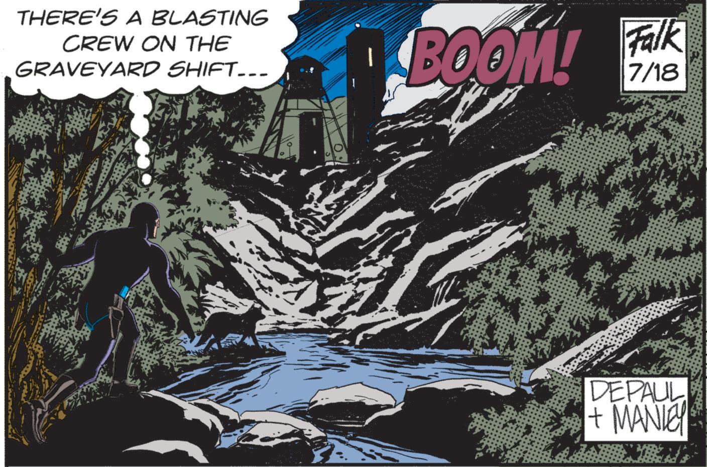 Publication OCR: THERE'S A BLASTING CREW ON THE GRAVEYARD SHIFT-.. BOOM! Falk 7/18 DEPAUL + MANLEY THERE'S A BLASTING CREW ON THE GRAVEYARD SHIFT- .. BOOM ! Falk 7/18 DEPAUL + MANLEY