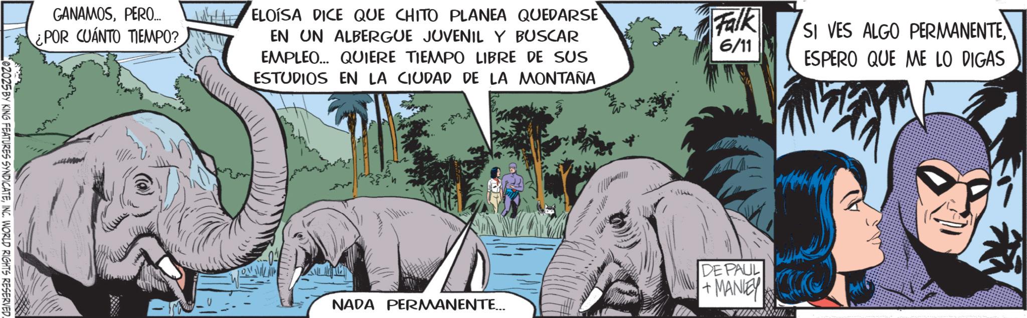 Publication OCR: GANAMOSPERO... ¿POR CUANTO TIEMPO? ELOISA DICE QUE CHITO PLANEA QUEDARSE EN UN ALBERGUE JUVENIL Y BUSCAR EMPLEO... QUIERE TIEMPO LIBRE DE SUS ESTUDIOS EN LA CIUDAD DE LA MONTAÑA Falk 6/11 2025 BY KING FEATURES SYNDICATEINC. WORLD RIGHTS RESERVED. SI VES ALGO PERMANENTE ESPERO QUE ME LO DIGAS DE PAUL NADA PERMANENTE... +MANLEY GANAMOSPERO ... ¿ POR CUANTO TIEMPO ? ELOISA DICE QUE CHITO PLANEA QUEDARSE EN UN ALBERGUE JUVENIL Y BUSCAR EMPLEO ... QUIERE TIEMPO LIBRE DE SUS ESTUDIOS EN LA CIUDAD DE LA MONTAÑA Falk 6/11 2025 BY KING FEATURES SYNDICATEINC . WORLD RIGHTS RESERVED . SI VES ALGO PERMANENTE ESPERO QUE ME LO DIGAS DE PAUL NADA PERMANENTE ... + MANLEY