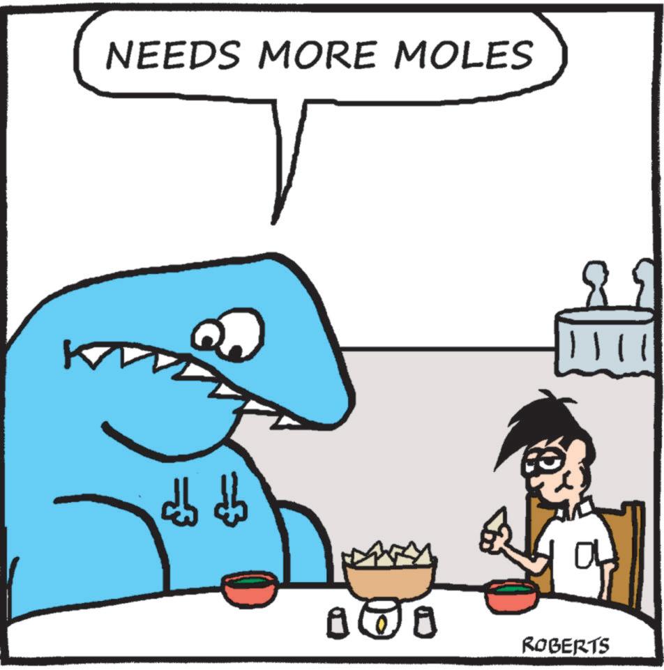 Fictional character OCR: NEEDS MORE MOLES db db a ROBERTS || NEEDS MORE MOLES db db a ROBERTS ||