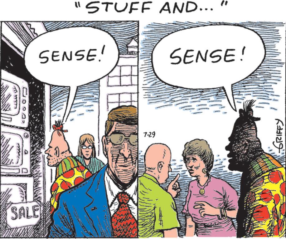 Animated cartoon OCR: SALE "STUFF AND... SENSE! SENSE! 7.29 P GRIFFY SALE " STUFF AND ... SENSE ! SENSE ! 7.29 P GRIFFY