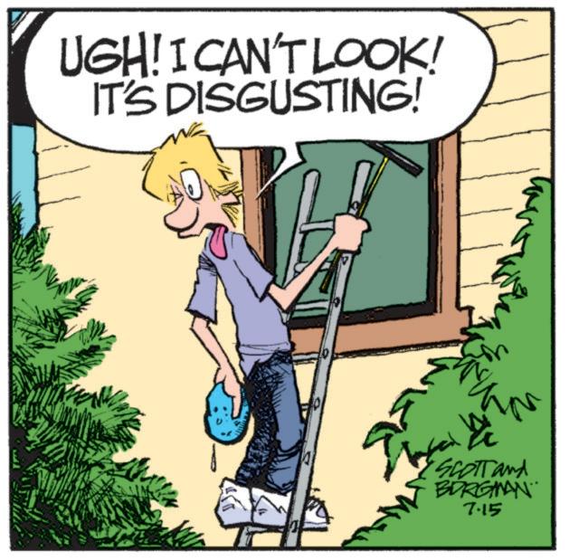 OCR: UGH! I CAN'T LOOK! IT'S DISGUSTING! •SCOTT and BORGMAN 7.15 UGH ! I CAN'T LOOK ! IT'S DISGUSTING ! • SCOTT and BORGMAN 7.15