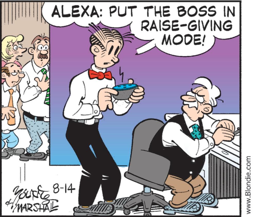 Fictional character OCR: YOURE 8-14 MARSHAL ALEXA: PUT THE BOSS IN RAISE-GIVING MODE! www.Blondie.com YOURE 8-14 MARSHAL ALEXA : PUT THE BOSS IN RAISE - GIVING MODE ! www.Blondie.com