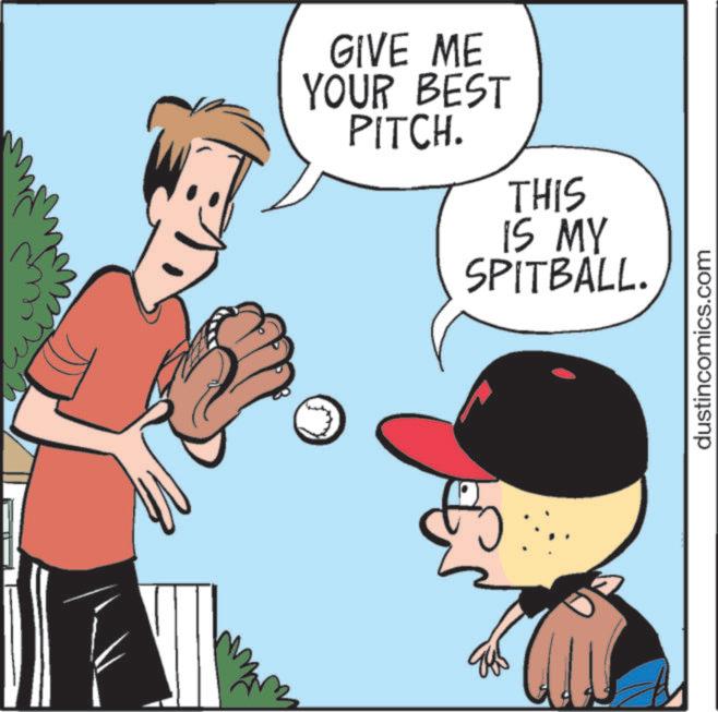 Ball OCR: GIVE ME YOUR BEST PITCH. THIS IS MY SPITBALL. dustincomics.com GIVE ME YOUR BEST PITCH . THIS IS MY SPITBALL . dustincomics.com