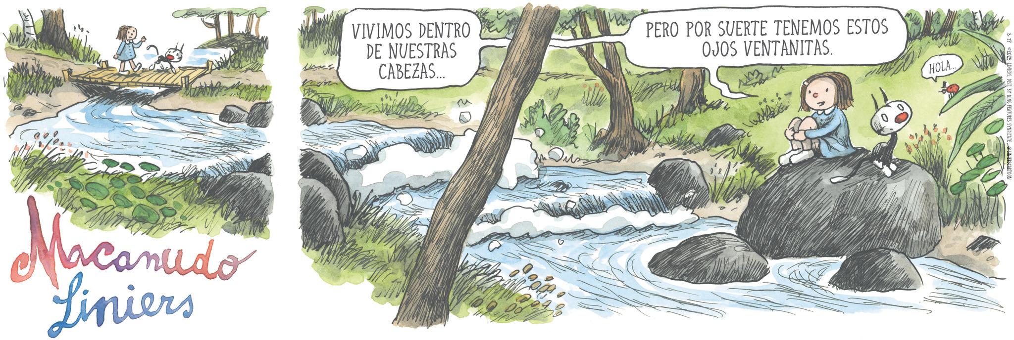 Mountain river OCR: Macanudo Liniers VIVIMOS DENTRO DE NUESTRAS CABEZAS... PERO POR SUERTE TENEMOS ESTOS OJOS VENTANITAS. HOLA... Macanudo Liniers VIVIMOS DENTRO DE NUESTRAS CABEZAS ... PERO POR SUERTE TENEMOS ESTOS OJOS VENTANITAS . HOLA ...