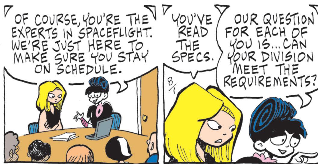 Pleased OCR: OF COURSEYOU'RE THE YOU'VE YOUR QUESTION EXPERTS IN SPACEFLIGHT. WE'RE JUST HERE TO MAKE SURE YOU STAY ON SCHEDULE. READ FOR EACH OF THE YOU IS... CAN SPECS. YOUR DIVISION MEET THE 8 REQUIREMENTS? OF COURSEYOU'RE THE YOU'VE YOUR QUESTION EXPERTS IN SPACEFLIGHT . WE'RE JUST HERE TO MAKE SURE YOU STAY ON SCHEDULE . READ FOR EACH OF THE YOU IS ... CAN SPECS . YOUR DIVISION MEET THE 8 REQUIREMENTS ?
