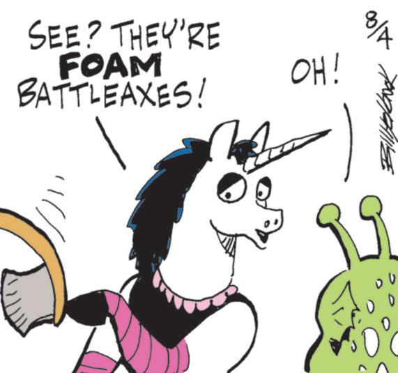 Fictional character OCR: SEE? THEY'RE FOAM BATTLEAXES! OH! 8/A Billedbook Al8o ? 00 ·00 SEE ? THEY'RE FOAM BATTLEAXES ! OH ! 8 / A Billedbook Al8o ? 00 · 00