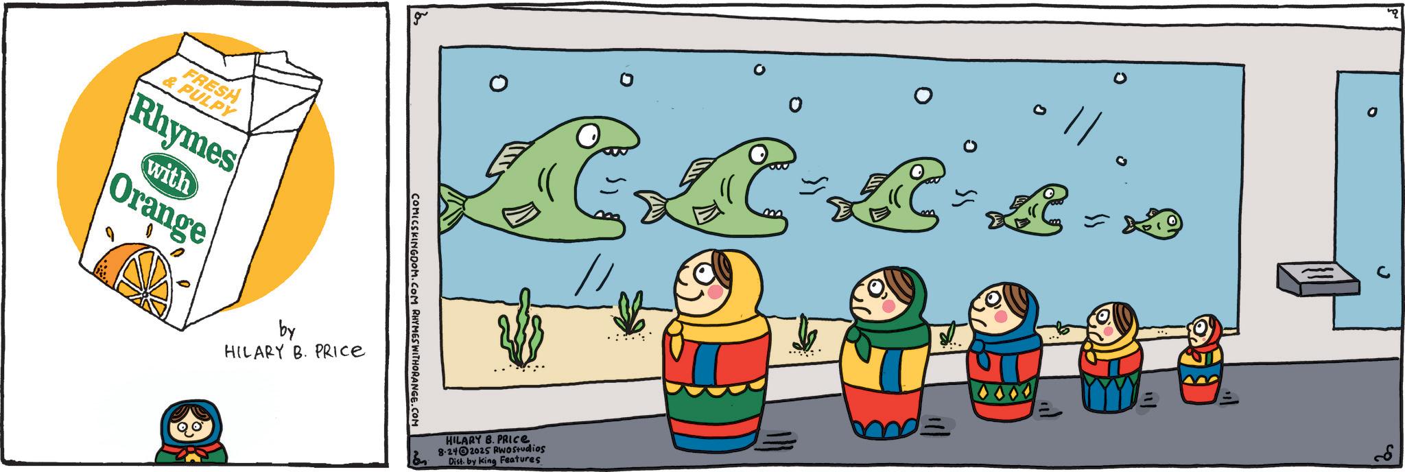 Child art OCR: FRESH & PULPY Rhymes Orange with COMICSKINGDOM.COM RHYMES WITHORANGE.COM by HILARY B. PRICE HILARY B. PRIce 8-24 2025 Rwostudios Dist. by King Features 0 FRESH & PULPY Rhymes Orange with COMICSKINGDOM.COM RHYMES WITHORANGE.COM by HILARY B. PRICE HILARY B. PRIce 8-24 2025 Rwostudios Dist . by King Features 0