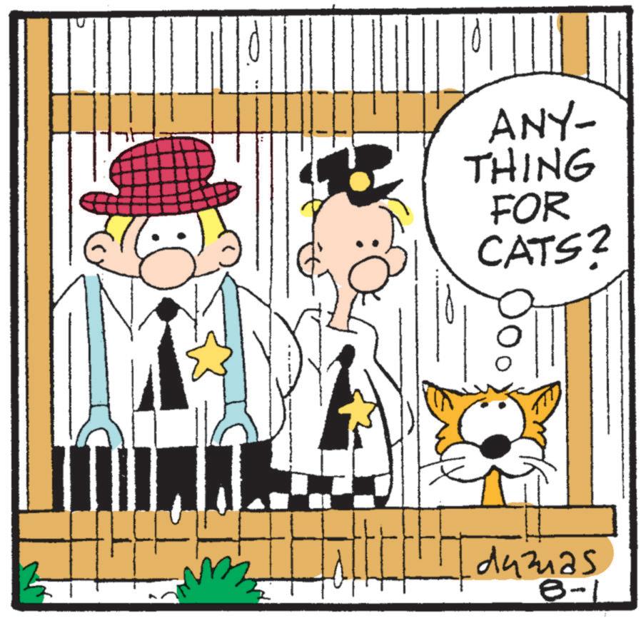 Fictional character OCR: ANY- THING FOR CATS? duzias 8-1 ANY- THING FOR CATS ? duzias 8-1
